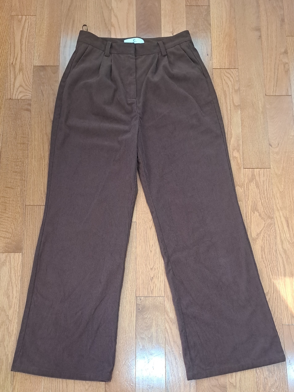 Commense High-Rise Wide-Leg Brown Corduroy Pants